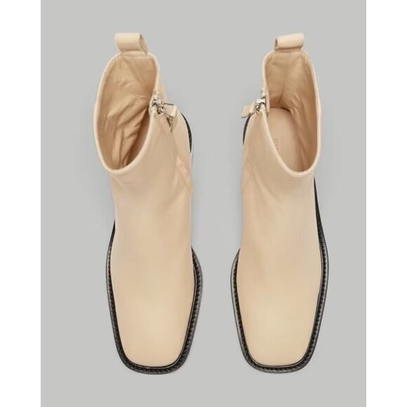 Everlane The City Square Ankle Boots in Cream Leather New Womens Booties - Picture 4 of 16
